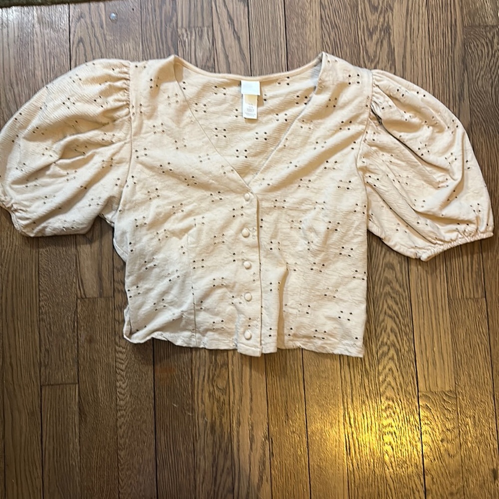 H&M puff sleeve button blouse